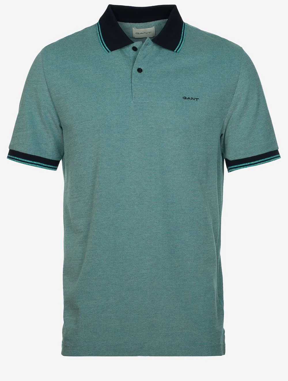 4-Farben Oxford Kurzarm Piqué Polo Tropenblau