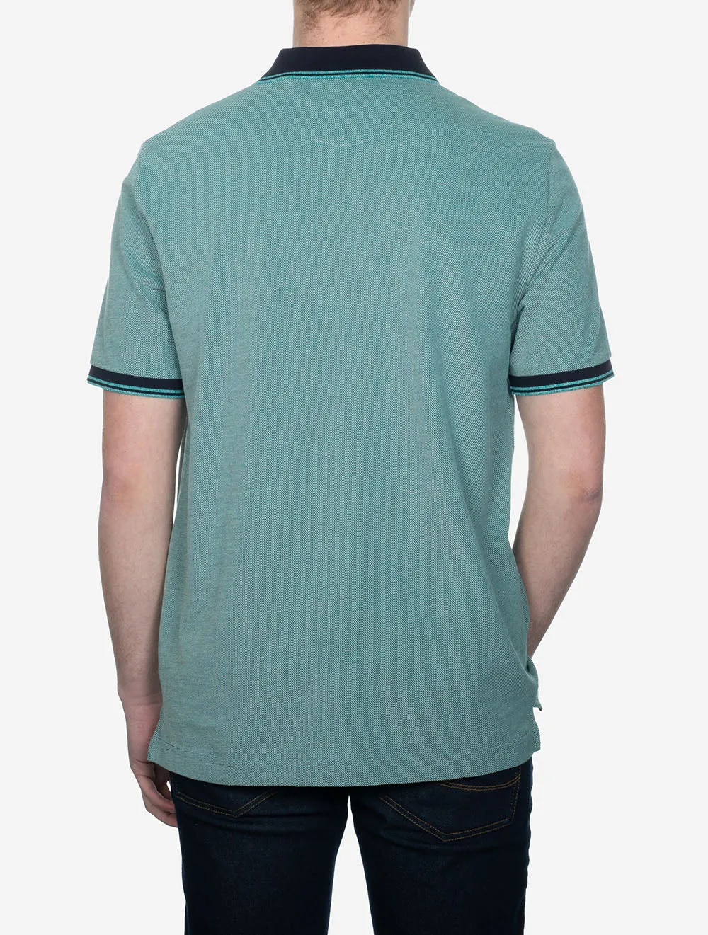 4-Farben Oxford Kurzarm Piqué Polo Tropenblau