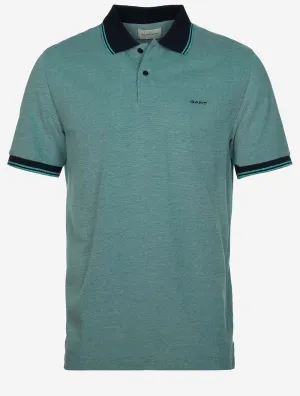 4-Farben Oxford Kurzarm Piqué Polo Tropenblau