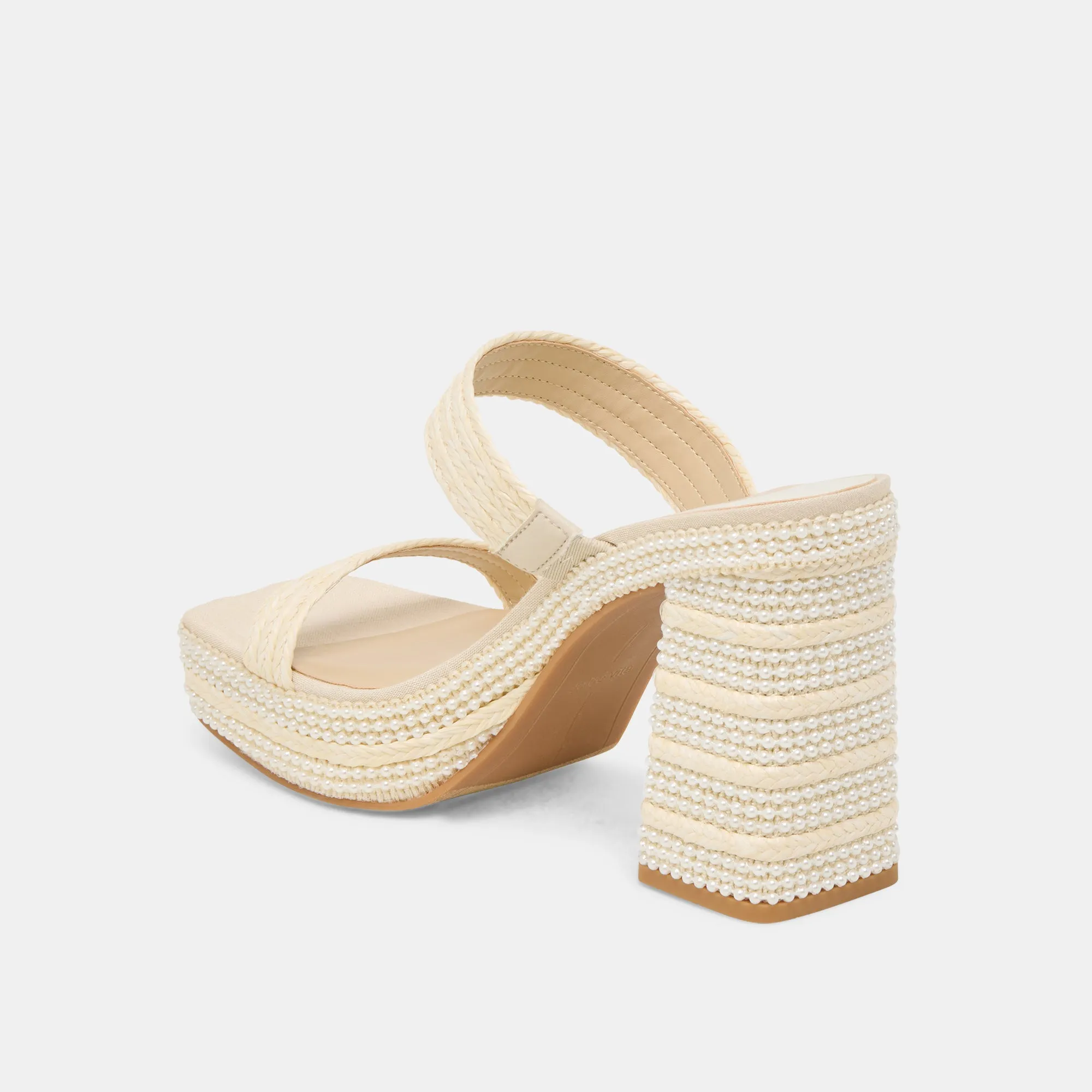ALIYA PEARL ABSÄTZE VANILLE-RAFFIA