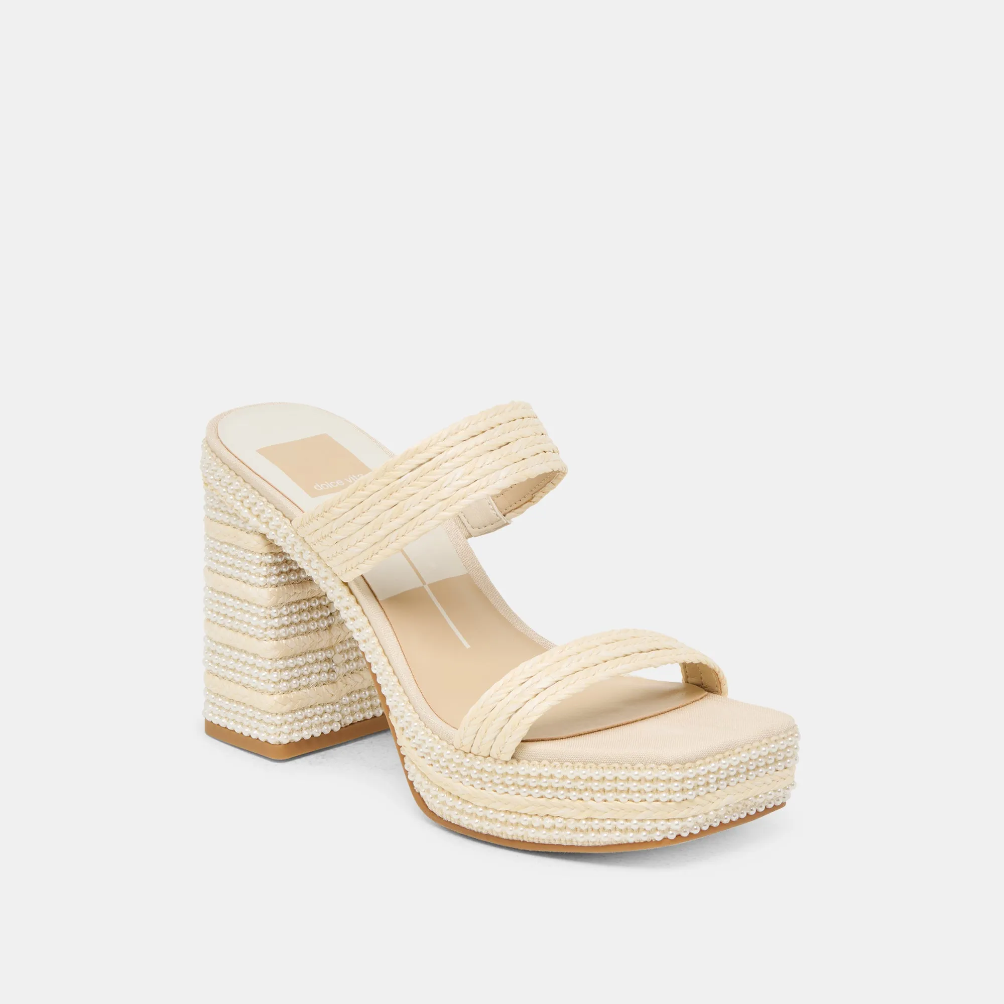 ALIYA PEARL ABSÄTZE VANILLE-RAFFIA
