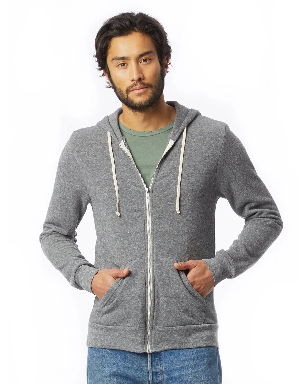 Alternative AA9590 Herren Rocky Eco-Fleece Reißverschluss-Hoodie