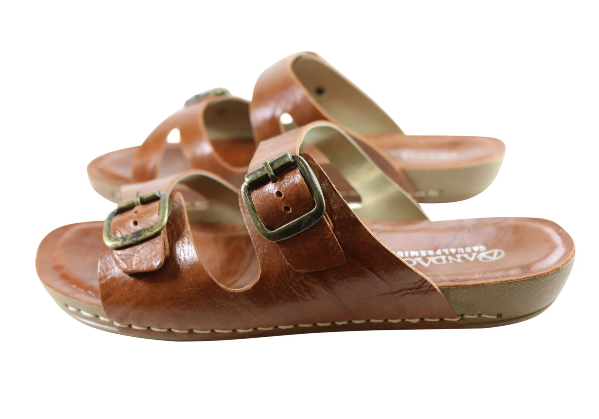 Andacco Angelika Damen Brasilianische Bequeme Leder Schlappen Sandalen Andacco Schuhe