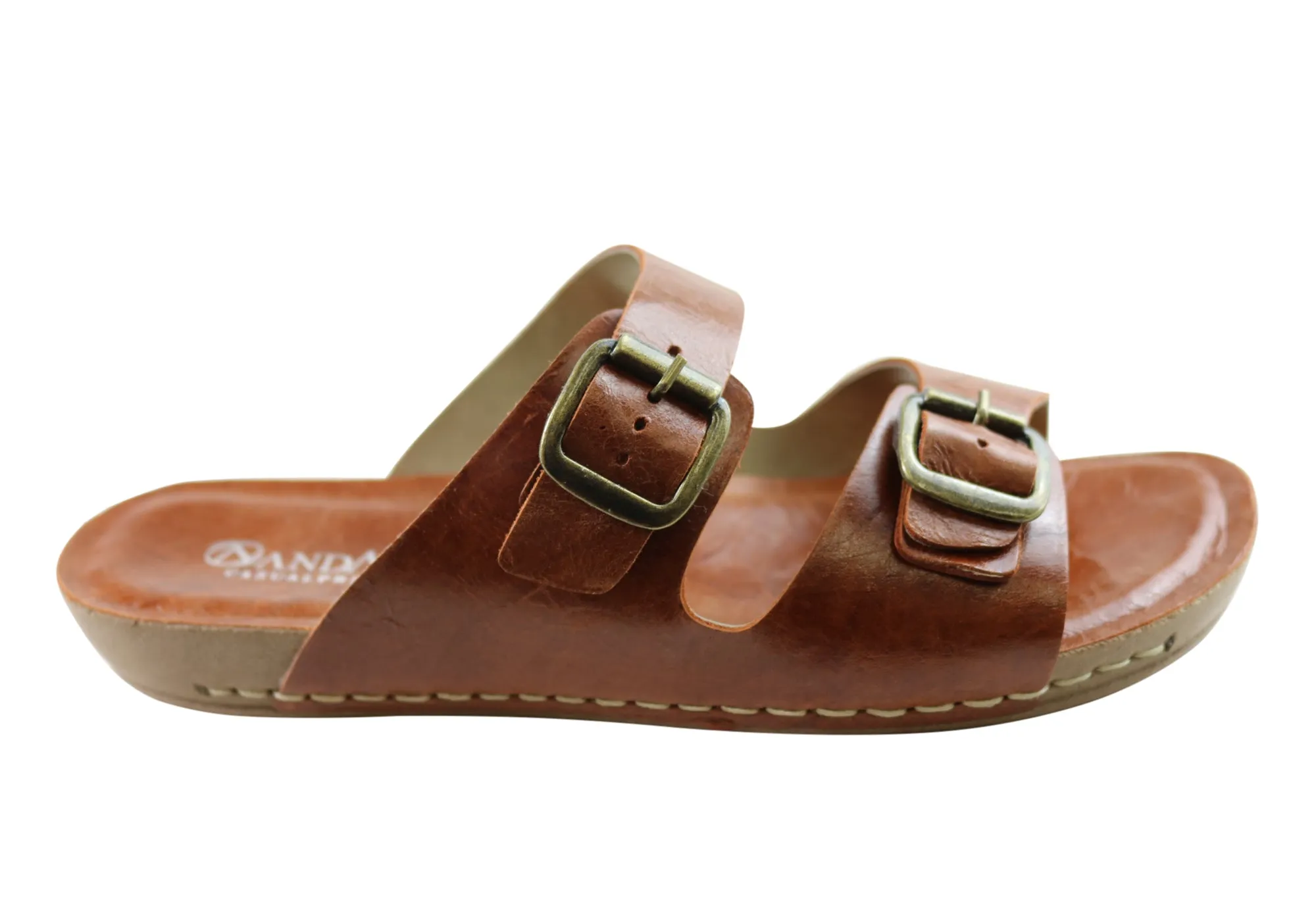 Andacco Angelika Damen Brasilianische Bequeme Leder Schlappen Sandalen Andacco Schuhe