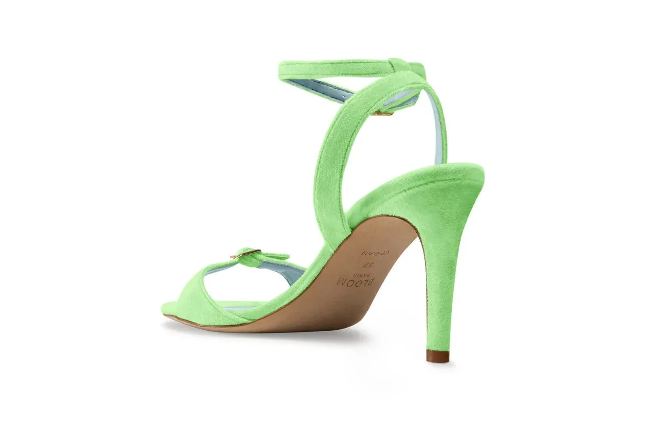 Anna Vegan Velvet Absatz-Sandalen | Kiwi-Grün
