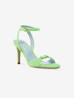 Anna Vegan Velvet Absatz-Sandalen | Kiwi-Grün