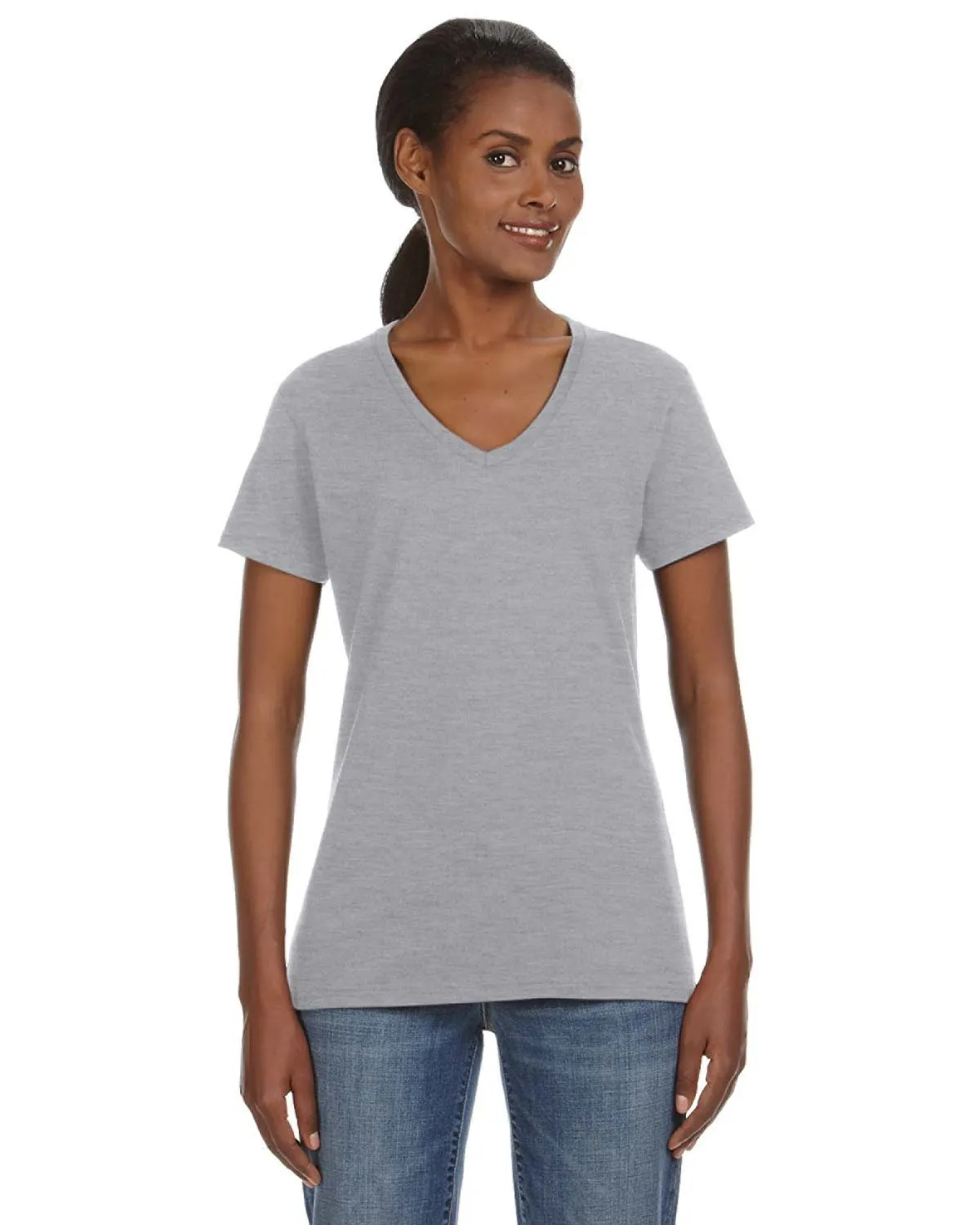 Anvil 88VL Damen Leichtes V-Ausschnitt T-Shirt
