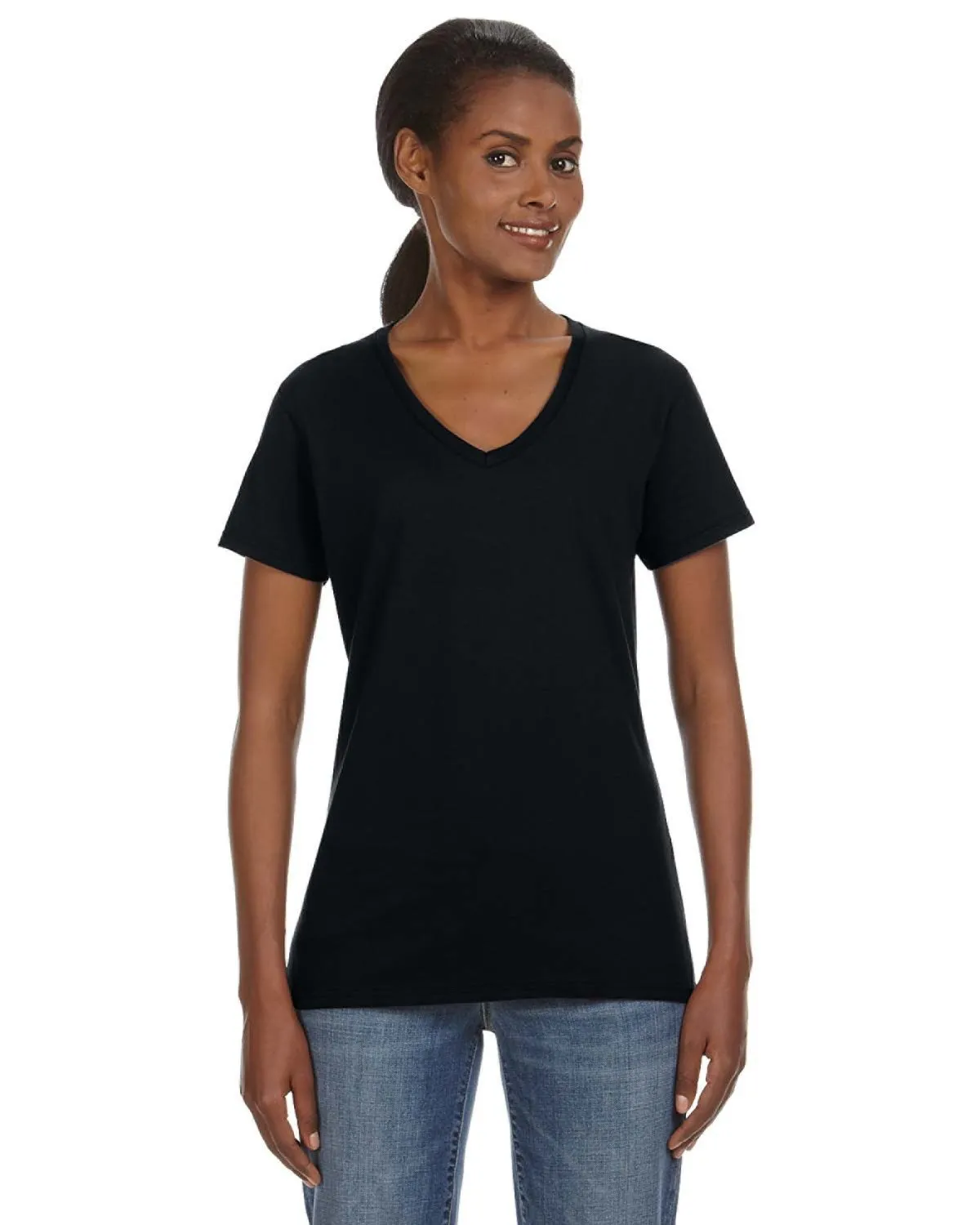 Anvil 88VL Damen Leichtes V-Ausschnitt T-Shirt