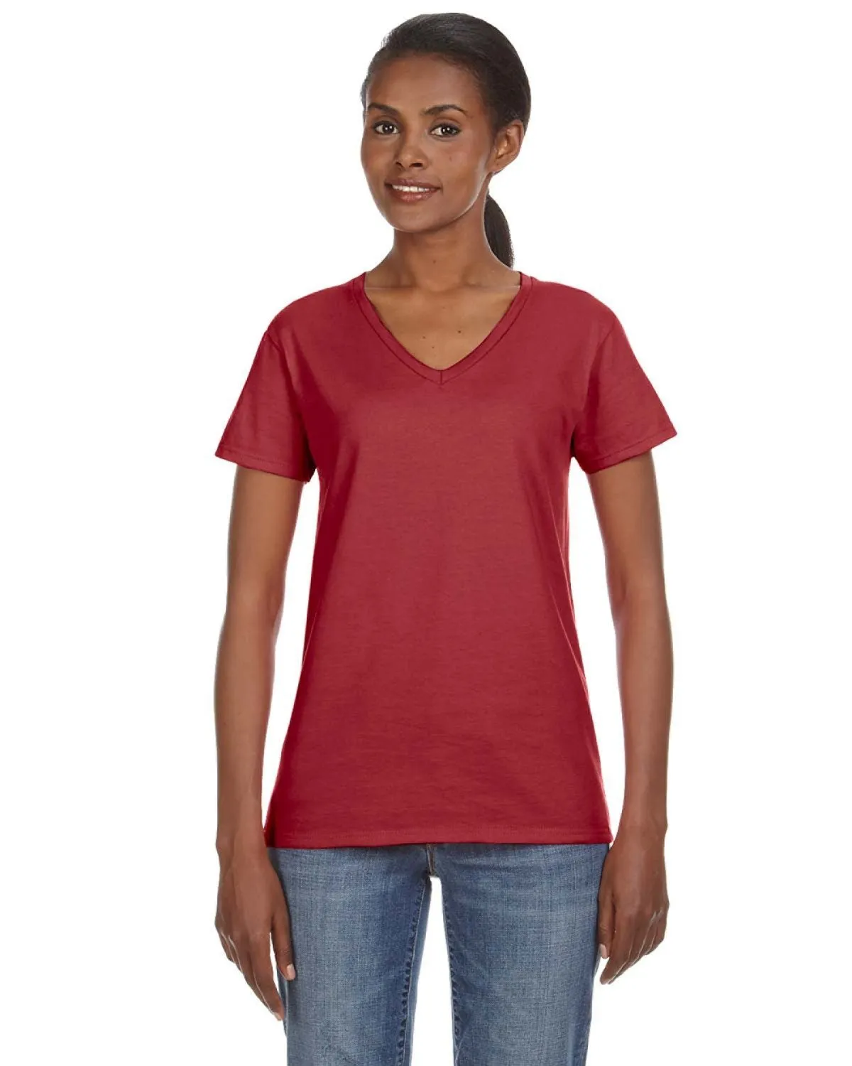 Anvil 88VL Damen Leichtes V-Ausschnitt T-Shirt