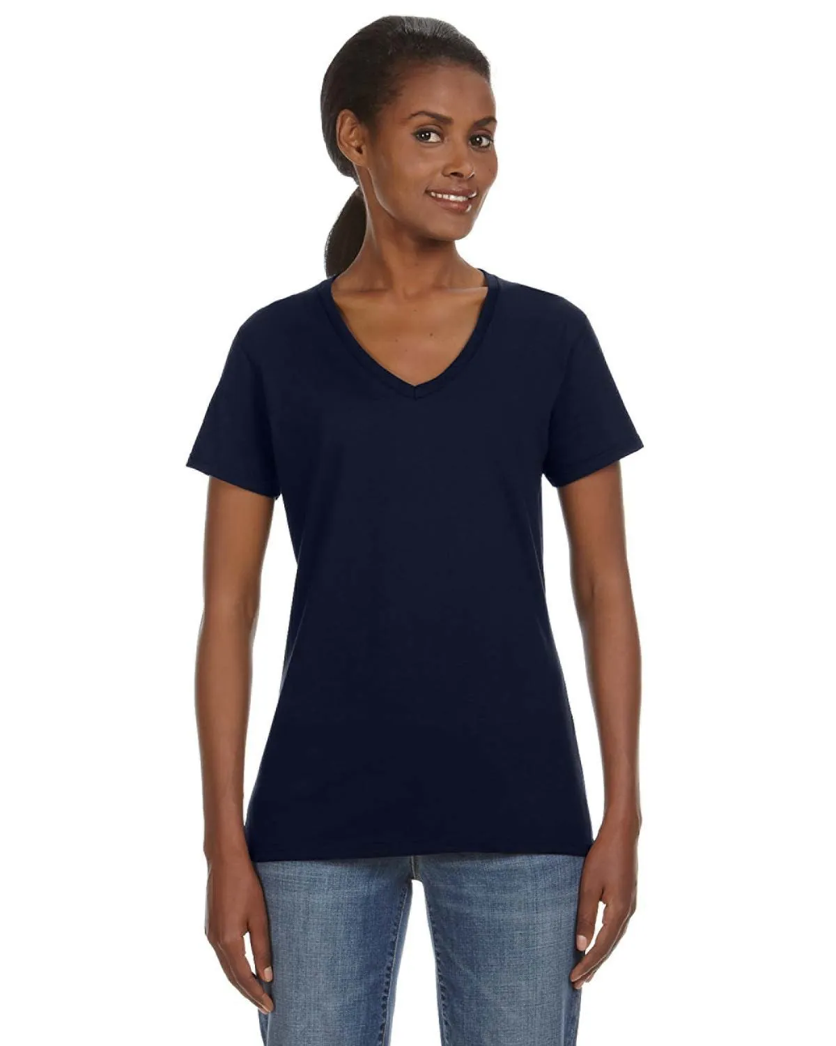 Anvil 88VL Damen Leichtes V-Ausschnitt T-Shirt