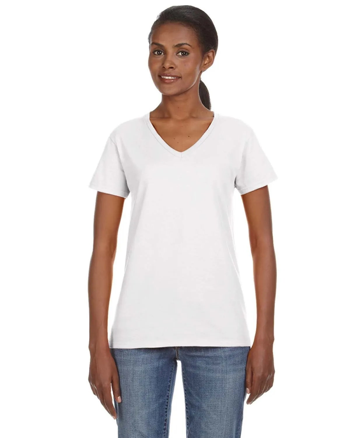 Anvil 88VL Damen Leichtes V-Ausschnitt T-Shirt
