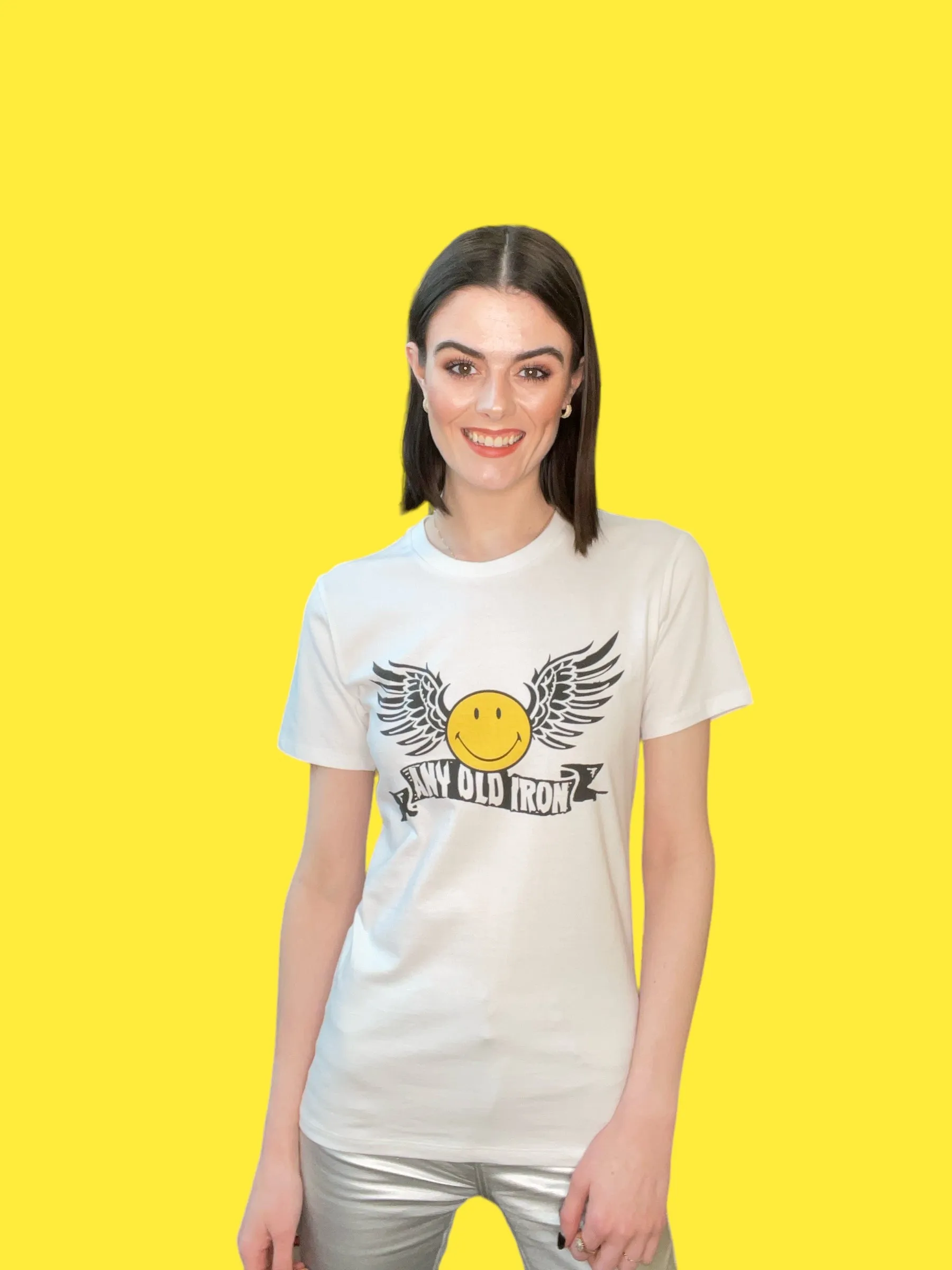 Any Old Iron x Smiley Wings Weißes T-Shirt