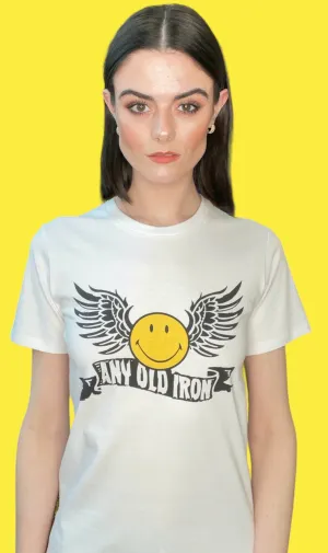 Any Old Iron x Smiley Wings Weißes T-Shirt