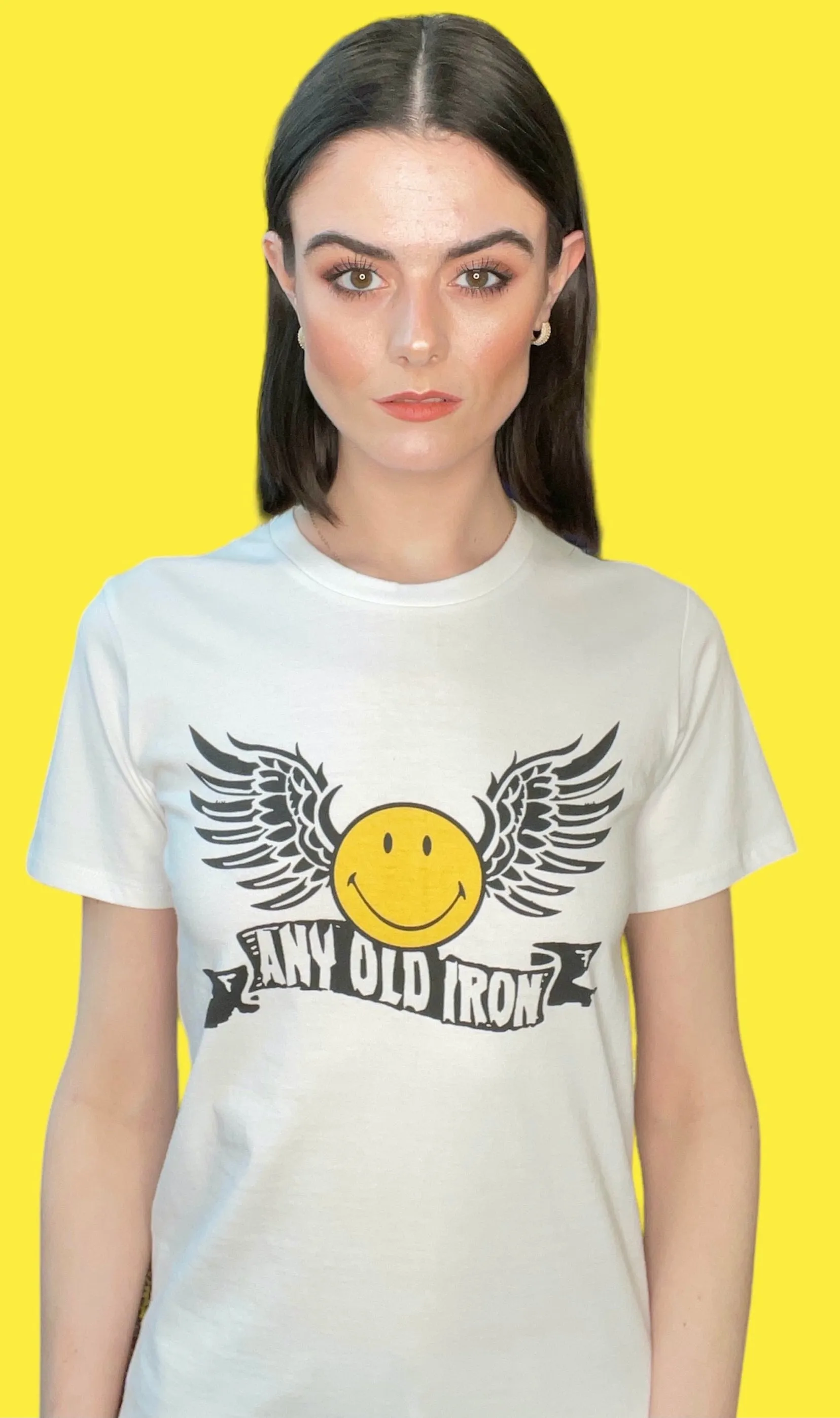 Any Old Iron x Smiley Wings Weißes T-Shirt