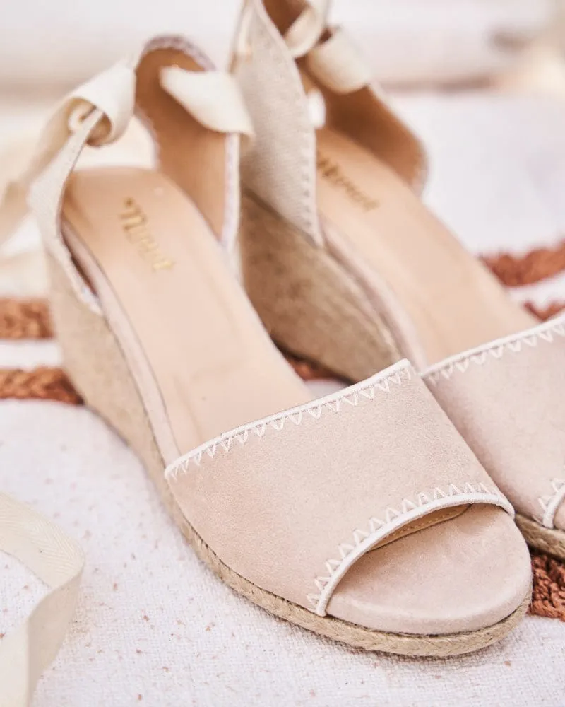 Azalea Vegane Wildleder Keil-Espadrilles Sandalen | Mandel