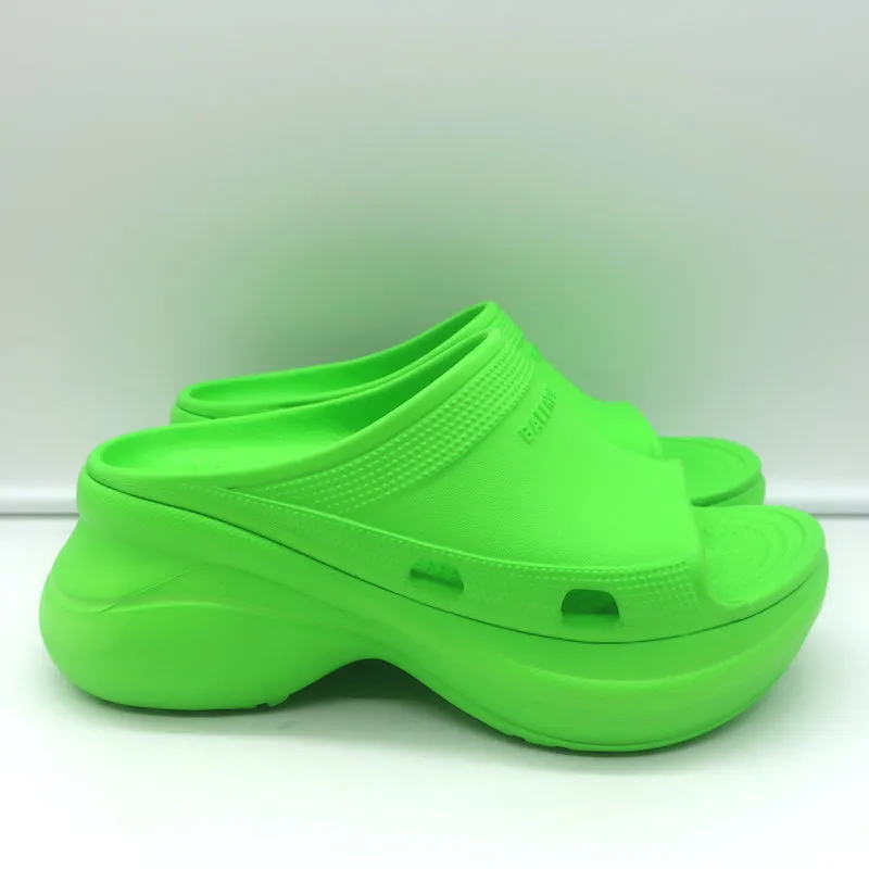 Balenciaga x Crocs Pool Slide Sandalen Neon Grün Gummi Größe 36 NEU
