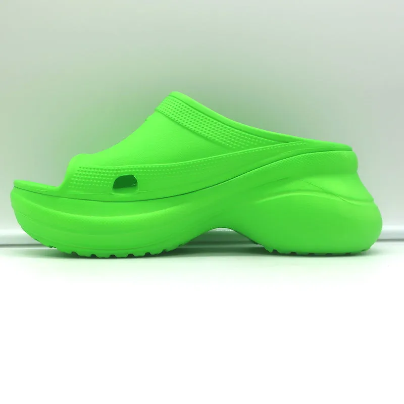 Balenciaga x Crocs Pool Slide Sandalen Neon Grün Gummi Größe 36 NEU