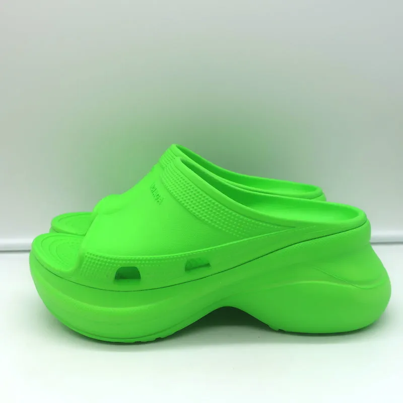 Balenciaga x Crocs Pool Slide Sandalen Neon Grün Gummi Größe 36 NEU