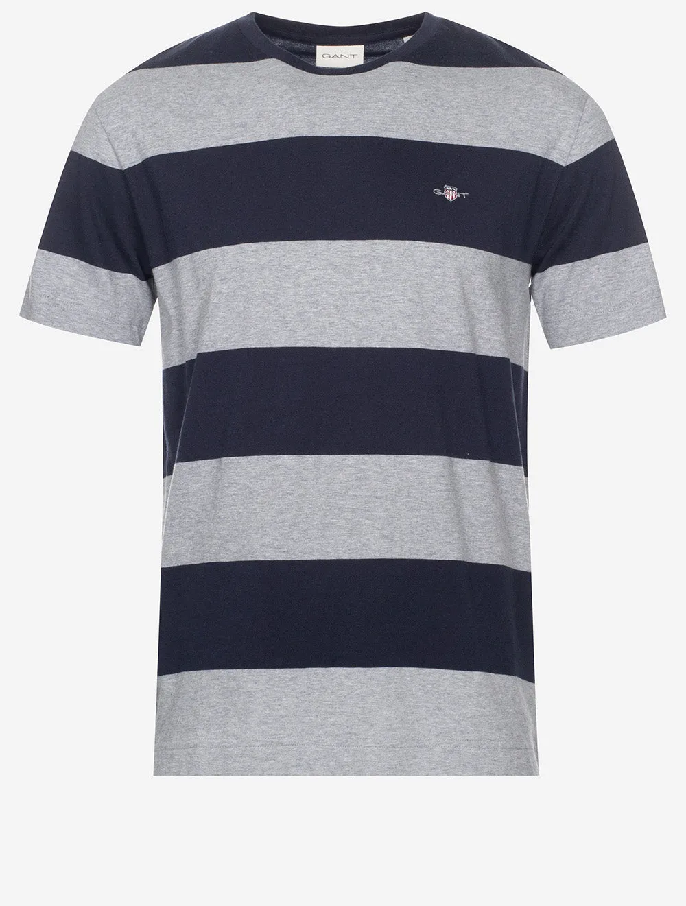 Bar Streifen Kurzarm T-Shirt Grau Melange