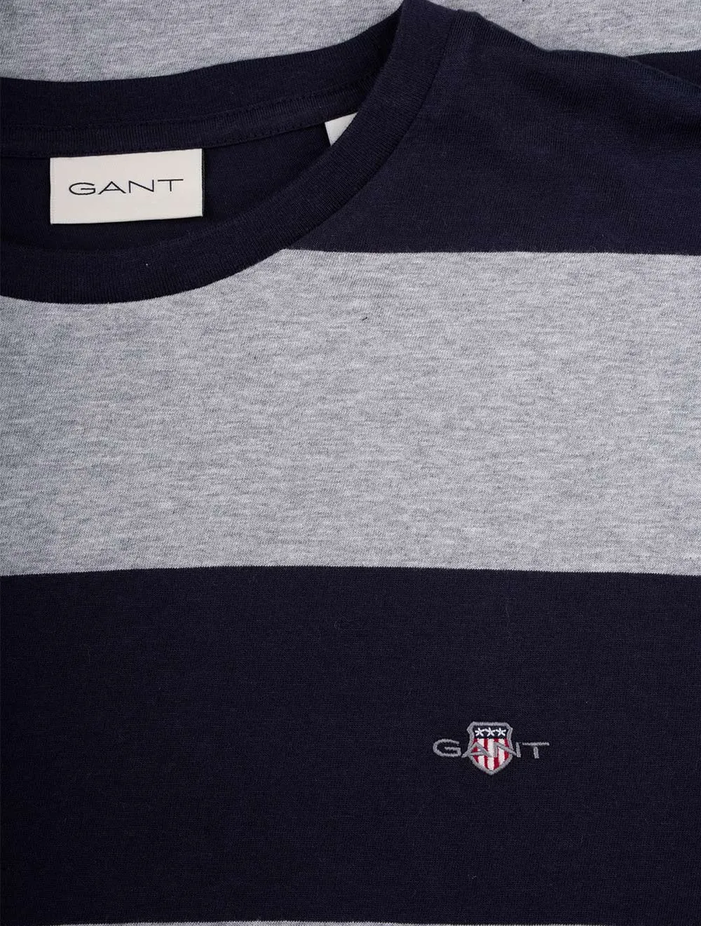 Bar Streifen Kurzarm T-Shirt Grau Melange