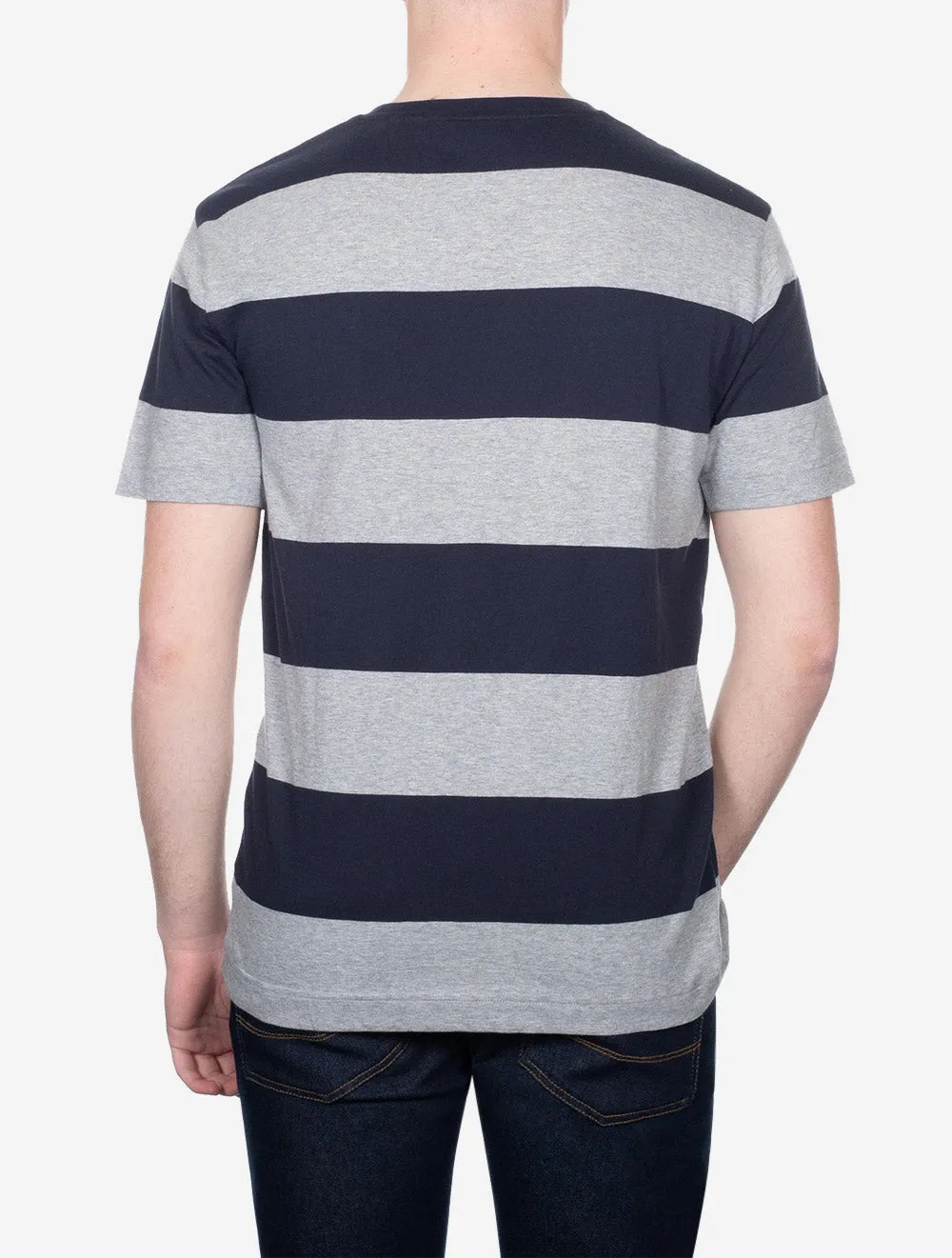 Bar Streifen Kurzarm T-Shirt Grau Melange