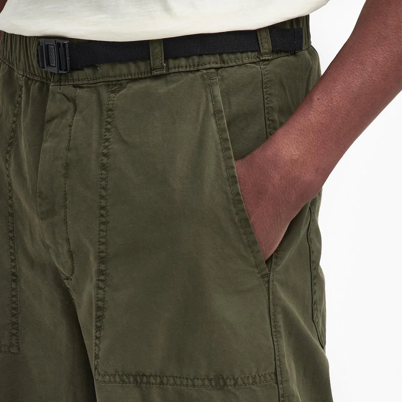 Barbour Grindle Relaxed Canvas Hose Mittel Oliv
