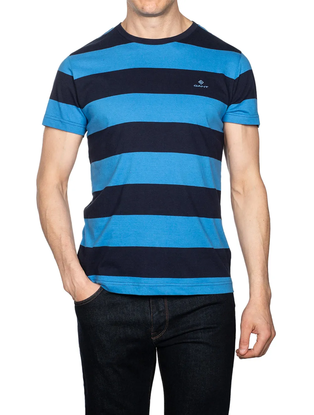 Barstripe Kurzarm T-Shirt Tagesblau