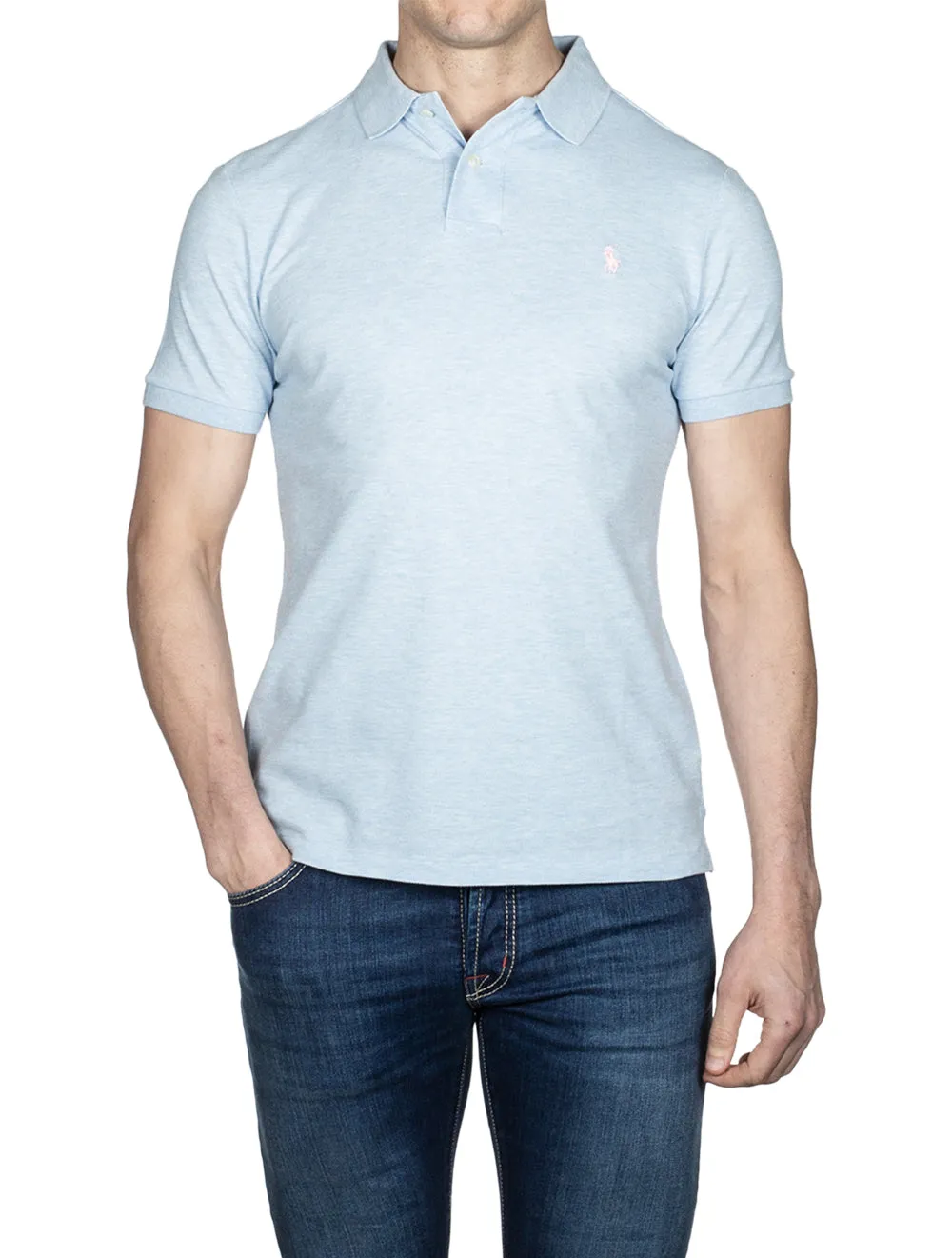 Basic Mesh Polo Elite Blau Meliert