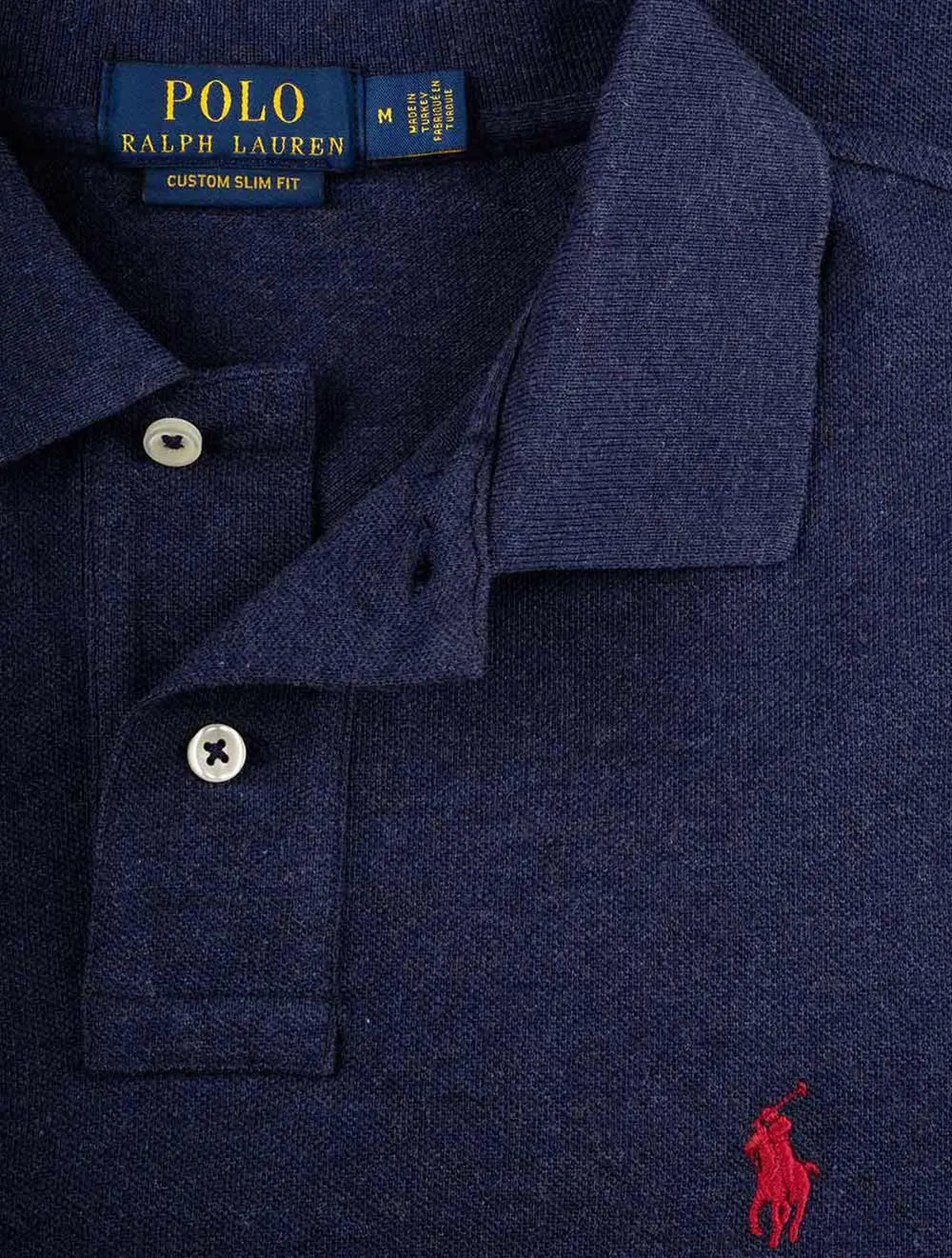 Basic Mesh Polo-Shirt Marineblau