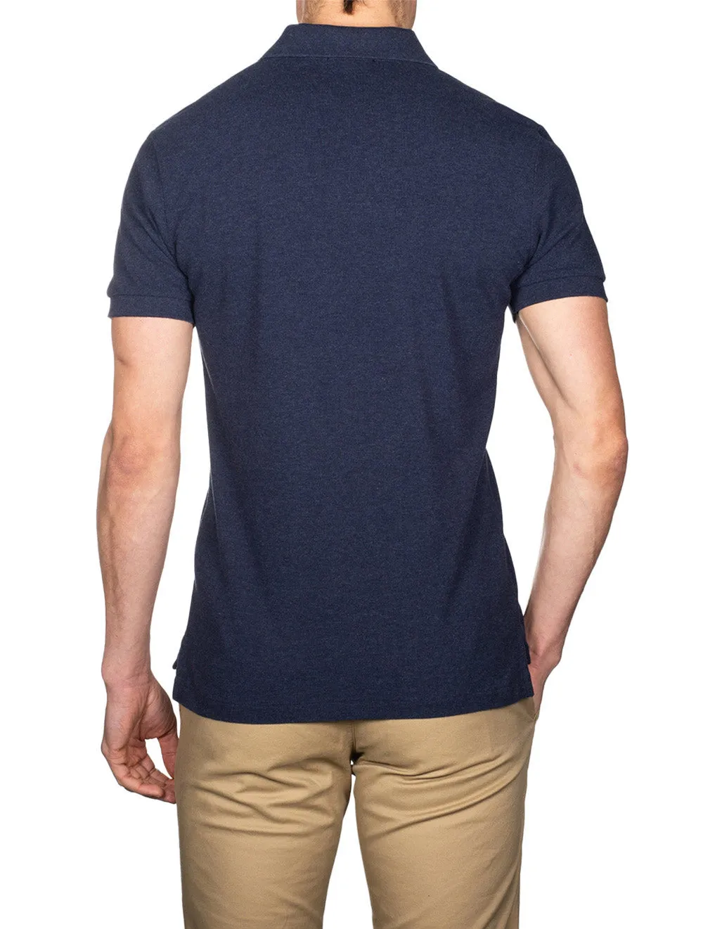 Basic Mesh Polo-Shirt Marineblau