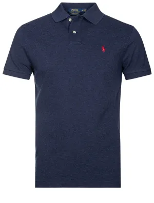 Basic Mesh Polo-Shirt Marineblau