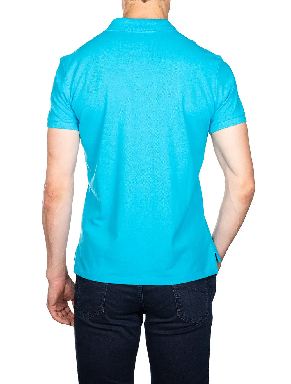 Einfaches Polohemd mit kurzen Ärmeln in Blau