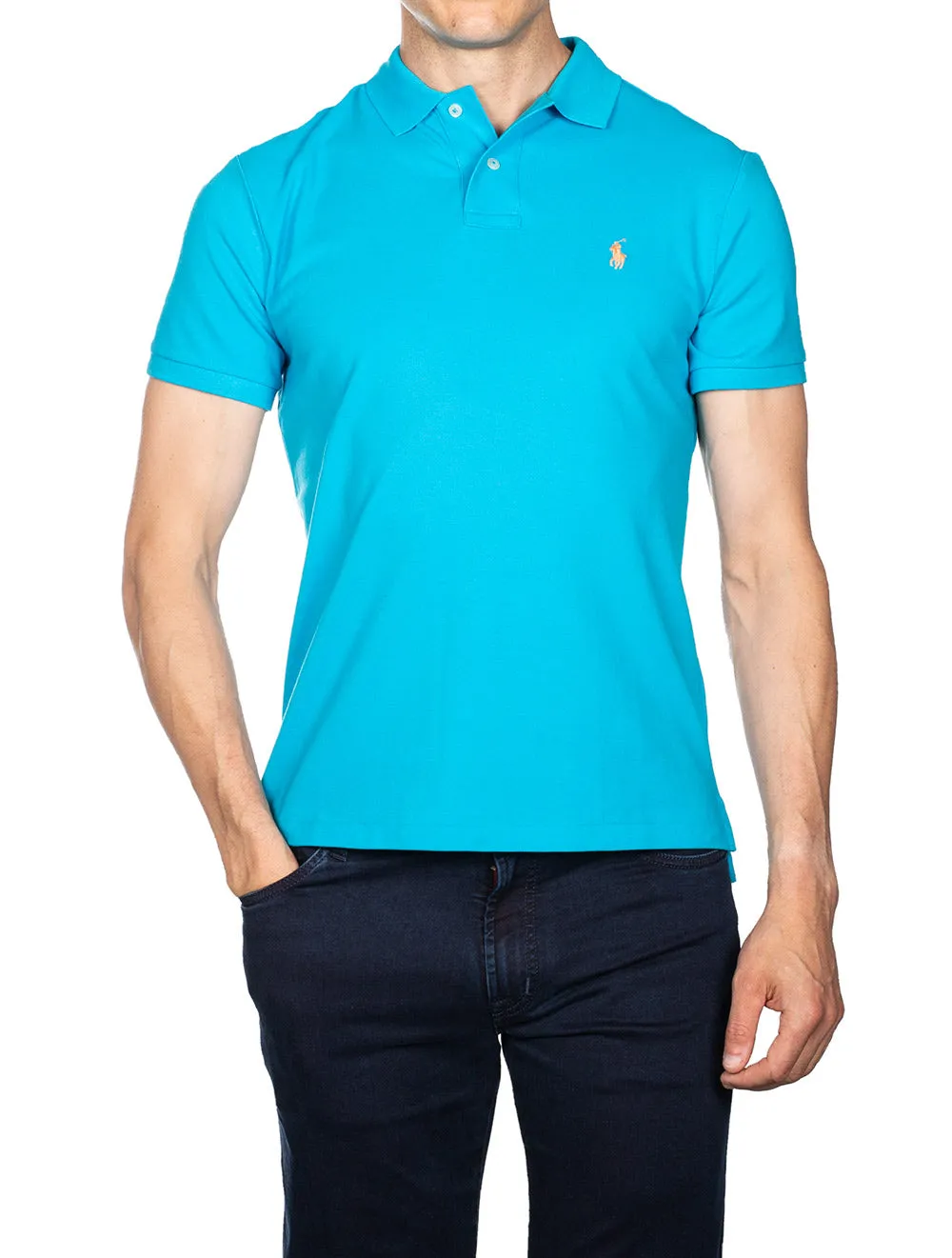 Einfaches Polohemd mit kurzen Ärmeln in Blau