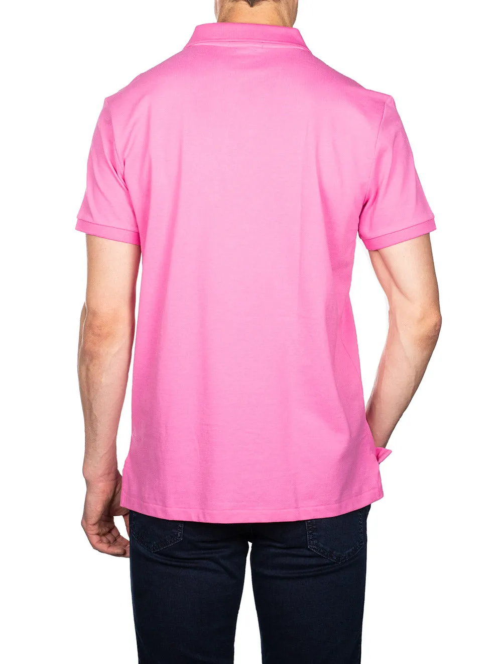 Einfaches Polohemd mit kurzen Ärmeln in Rosa