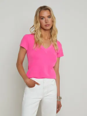 Becca Baumwoll-V-Ausschnitt T-Shirt