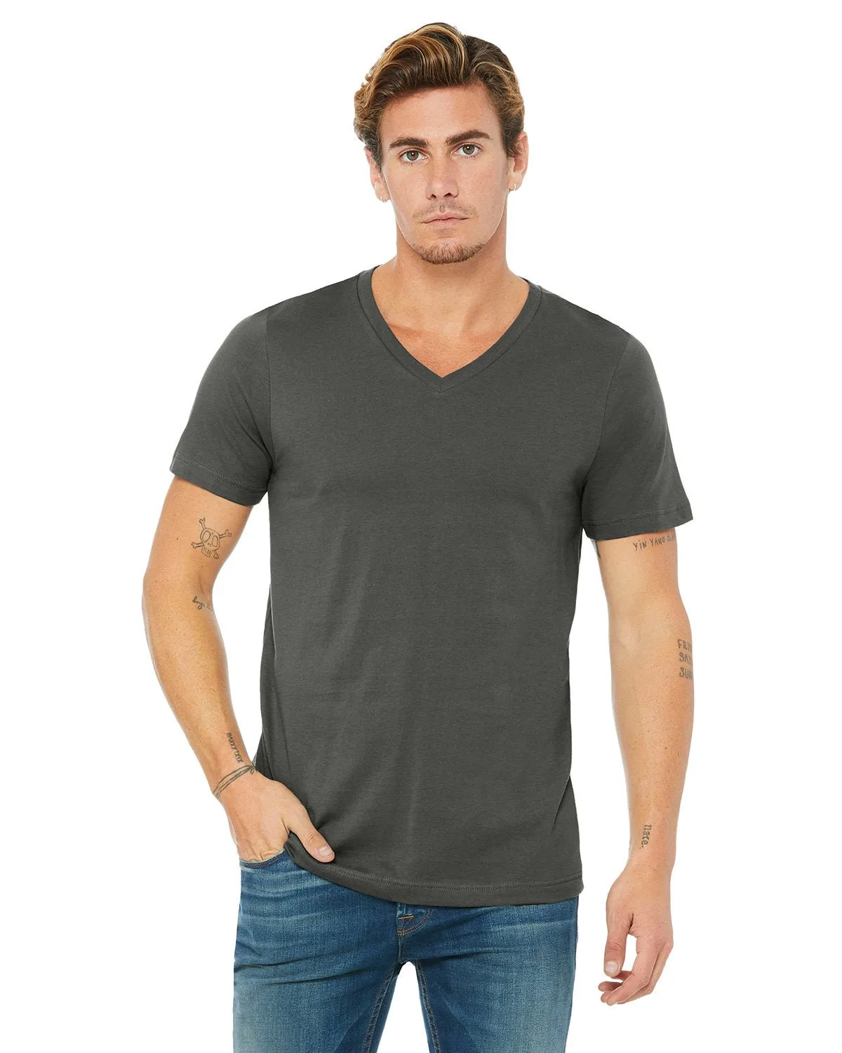 Bella   Canvas 3005 Unisex-Jersey-T-Shirt mit V-Ausschnitt und kurzen Ärmeln