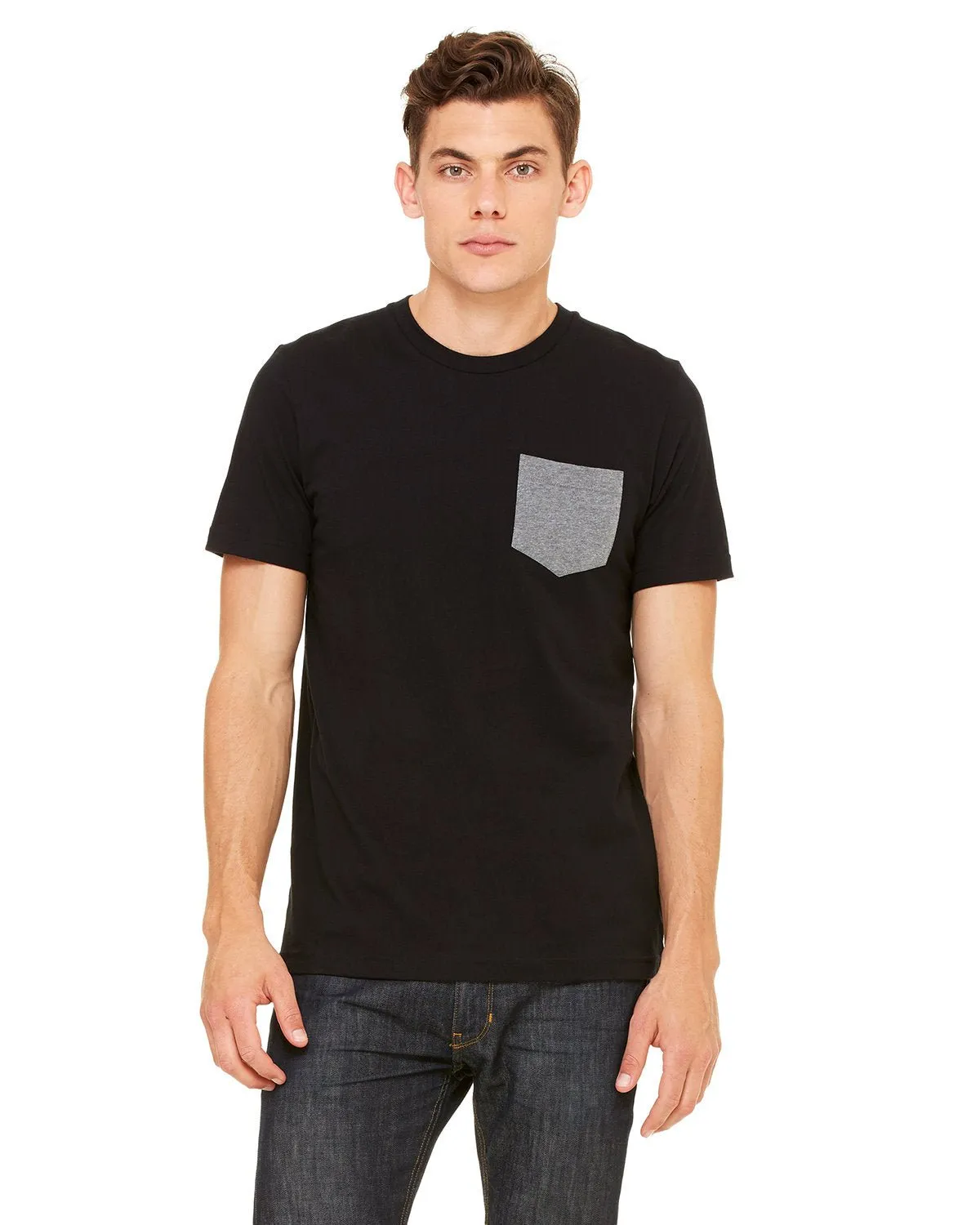 Bella   Canvas 3021 Herren-Jersey T-Shirt mit Kurzarm und Tasche