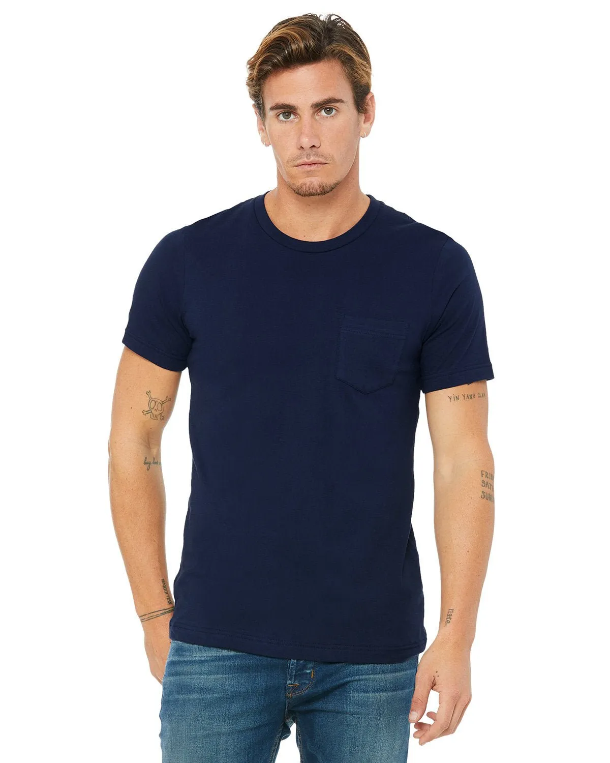 Bella   Canvas 3021 Herren-Jersey T-Shirt mit Kurzärmeln und Tasche