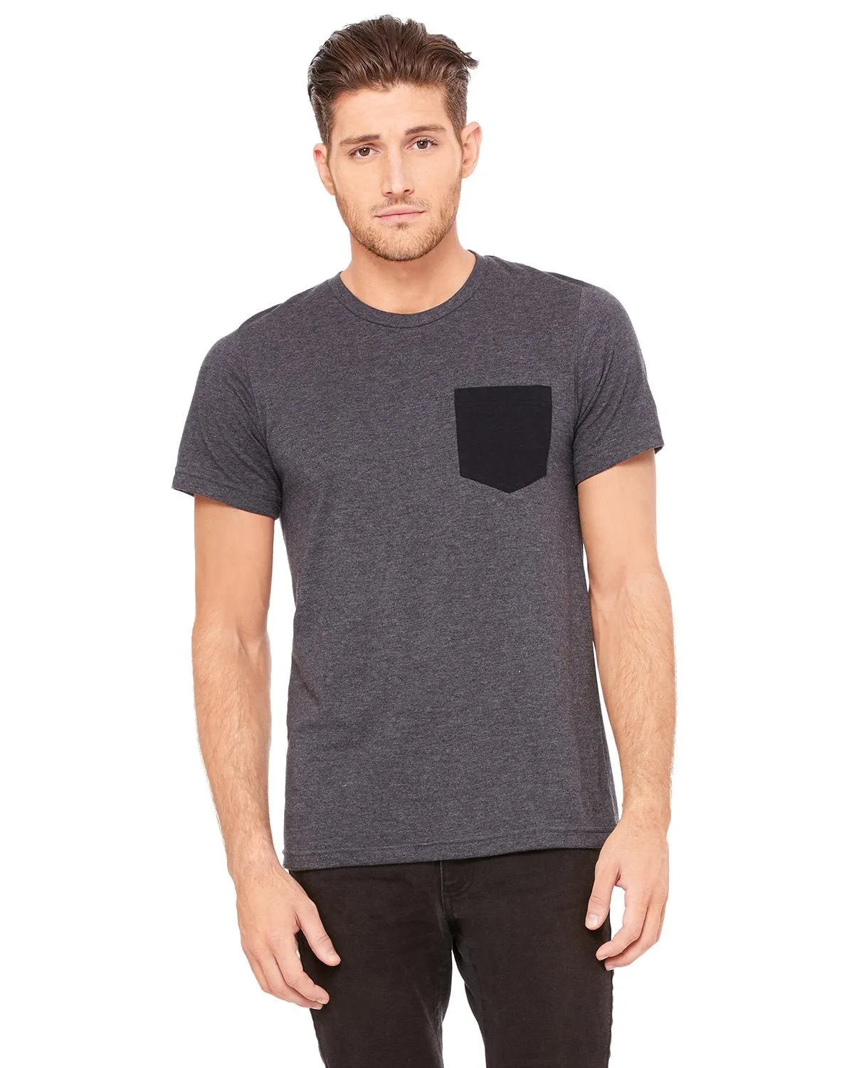 Bella   Canvas 3021 Herren-Jersey T-Shirt mit Kurzärmeln und Tasche