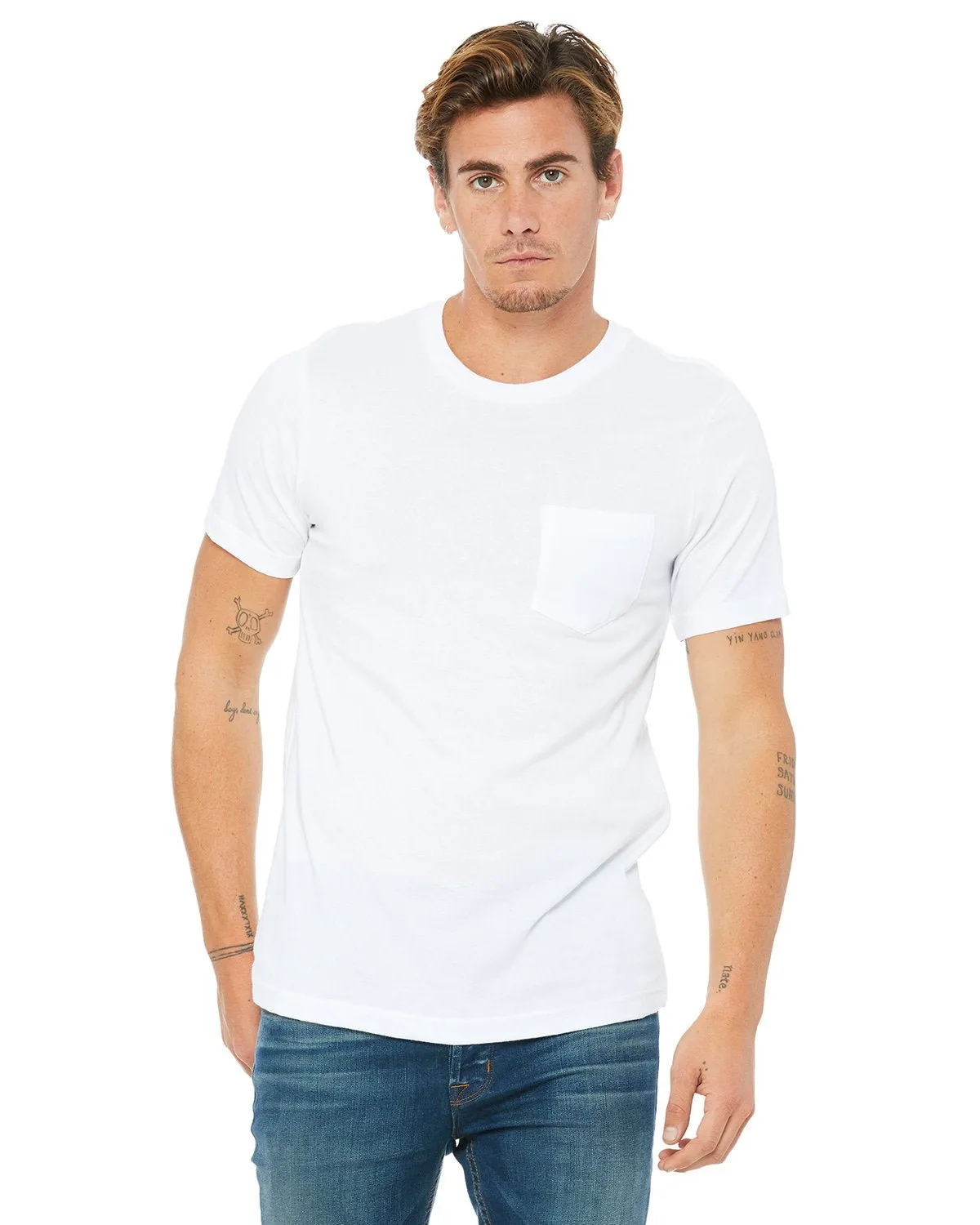 Bella   Canvas 3021 Herren-Jersey T-Shirt mit Kurzarm und Tasche