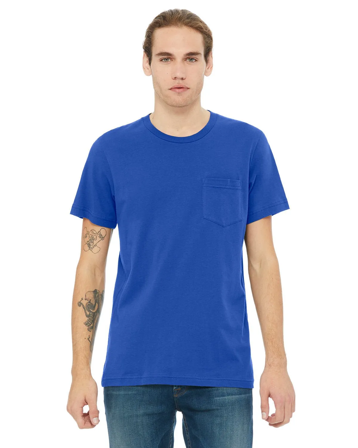 Bella   Canvas 3021 Herren-Jersey T-Shirt mit Kurzärmeln und Tasche