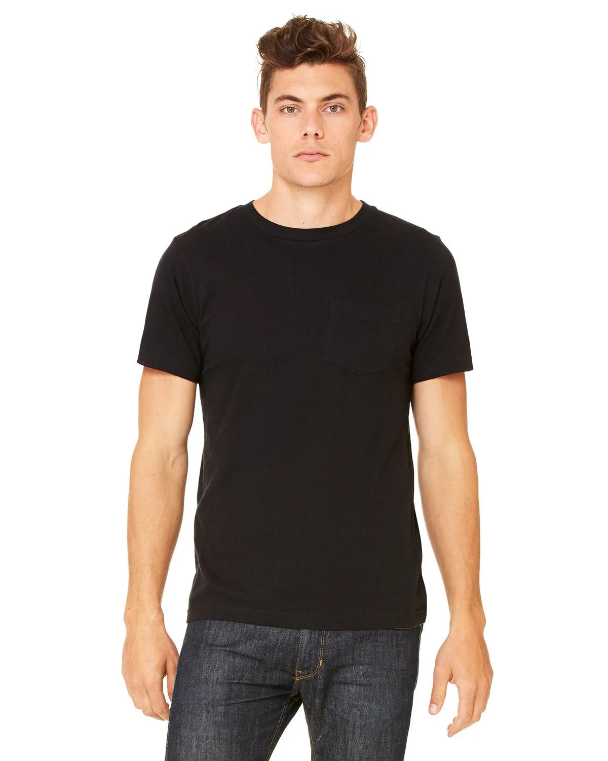 Bella   Canvas 3021 Herren-Jersey T-Shirt mit Kurzärmeln und Tasche