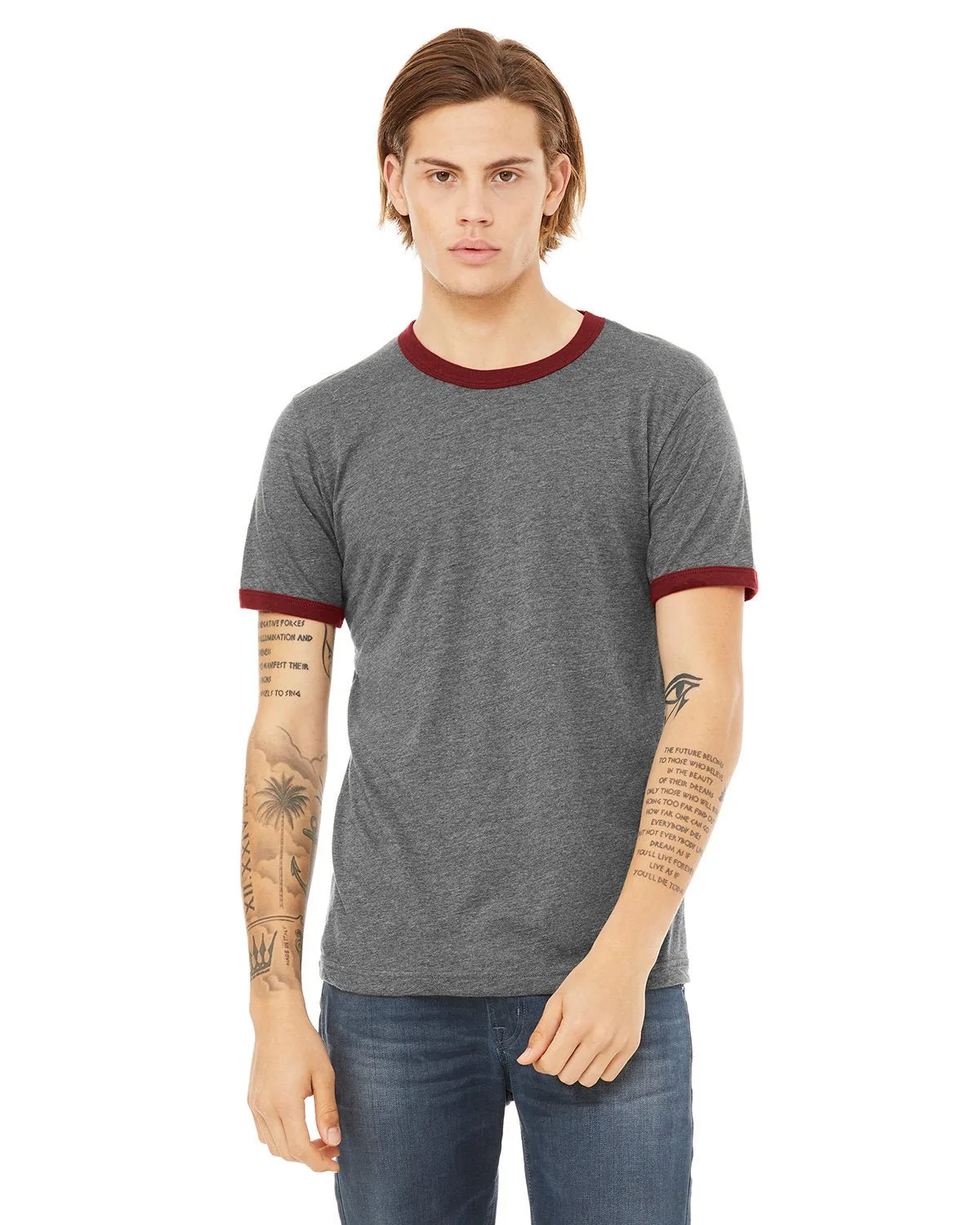 Bella   Canvas 3055C Herren-Jersey Kurzarm-Ringer T-Shirt