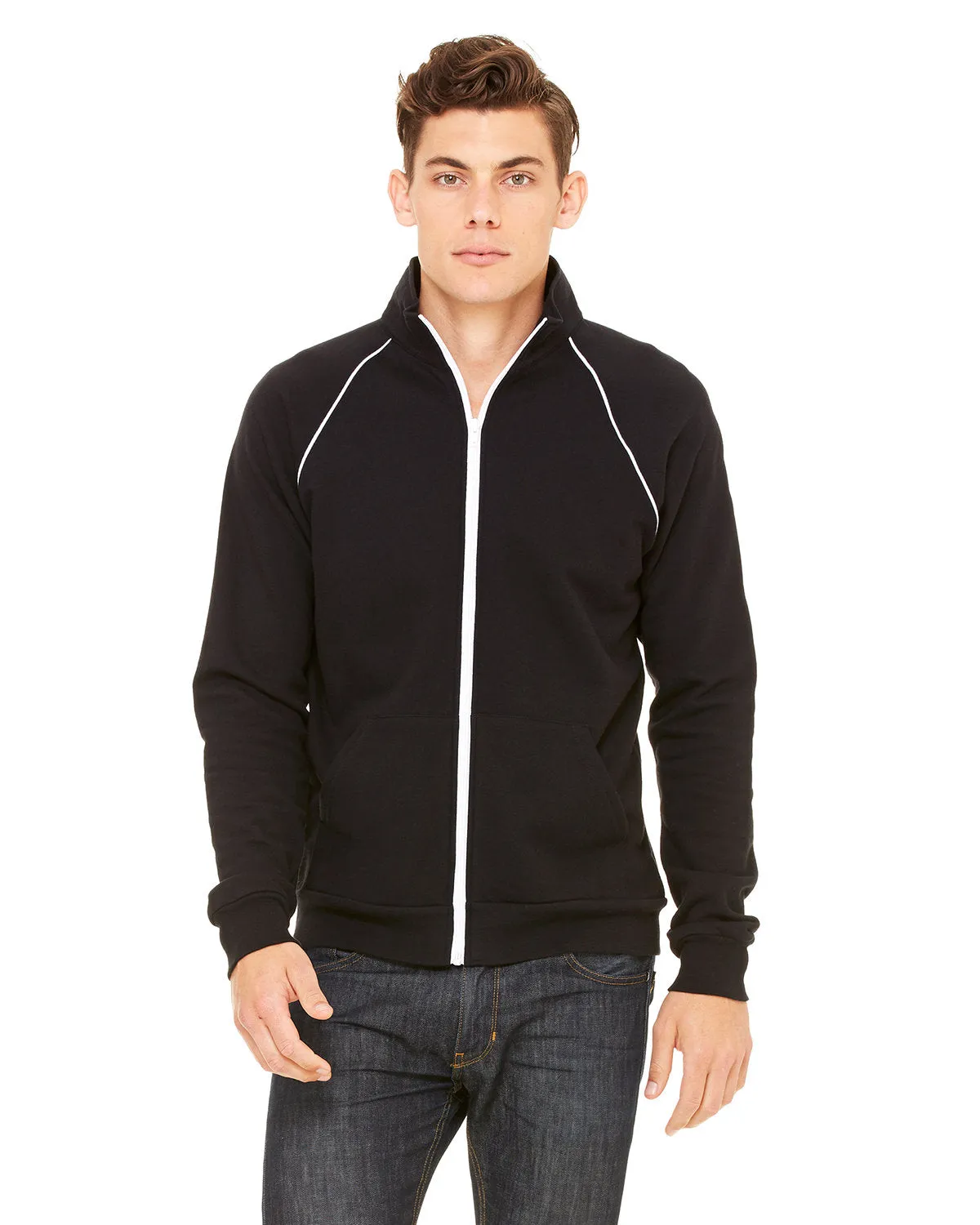 Bella   Canvas 3710 Herren Fleecejacke mit Paspelierung