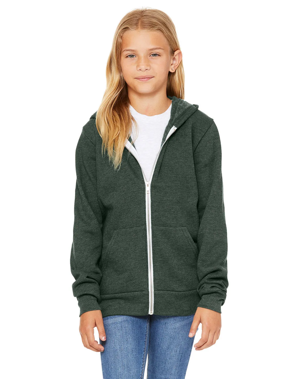 Bella   Canvas 3739Y Jugend-Sponge-Fleece-Full-Zip-Hoodie