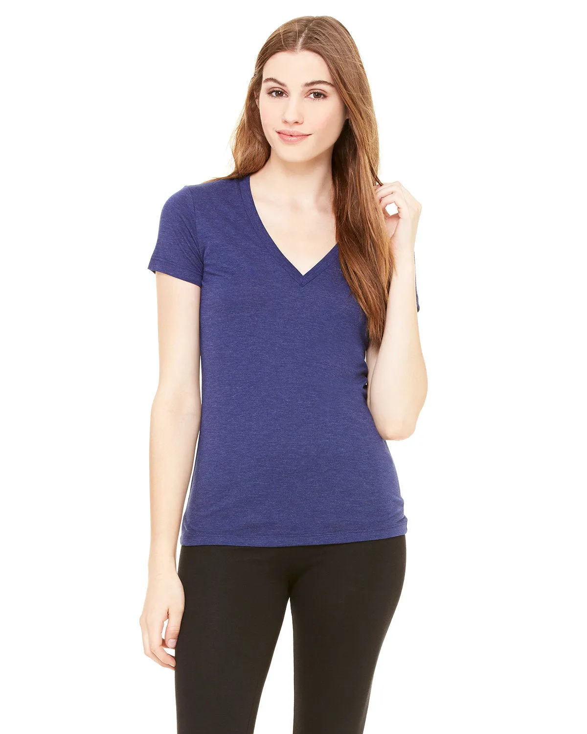 Bella   Canvas 8435 Damen Triblend Kurzarm-T-Shirt mit Deep V-Ausschnitt