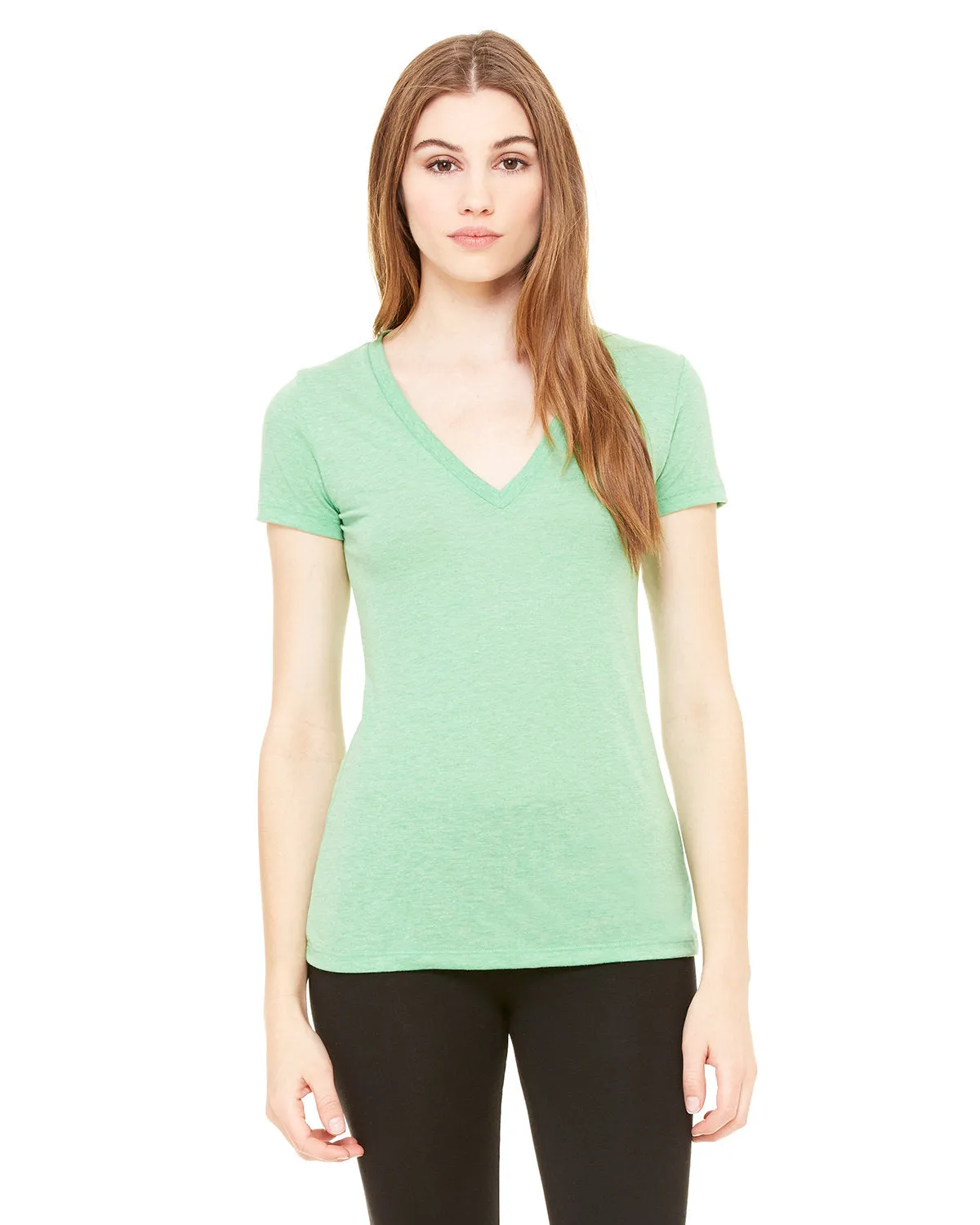 Bella   Canvas 8435 Damen Triblend Kurzarm-T-Shirt mit Deep V-Ausschnitt