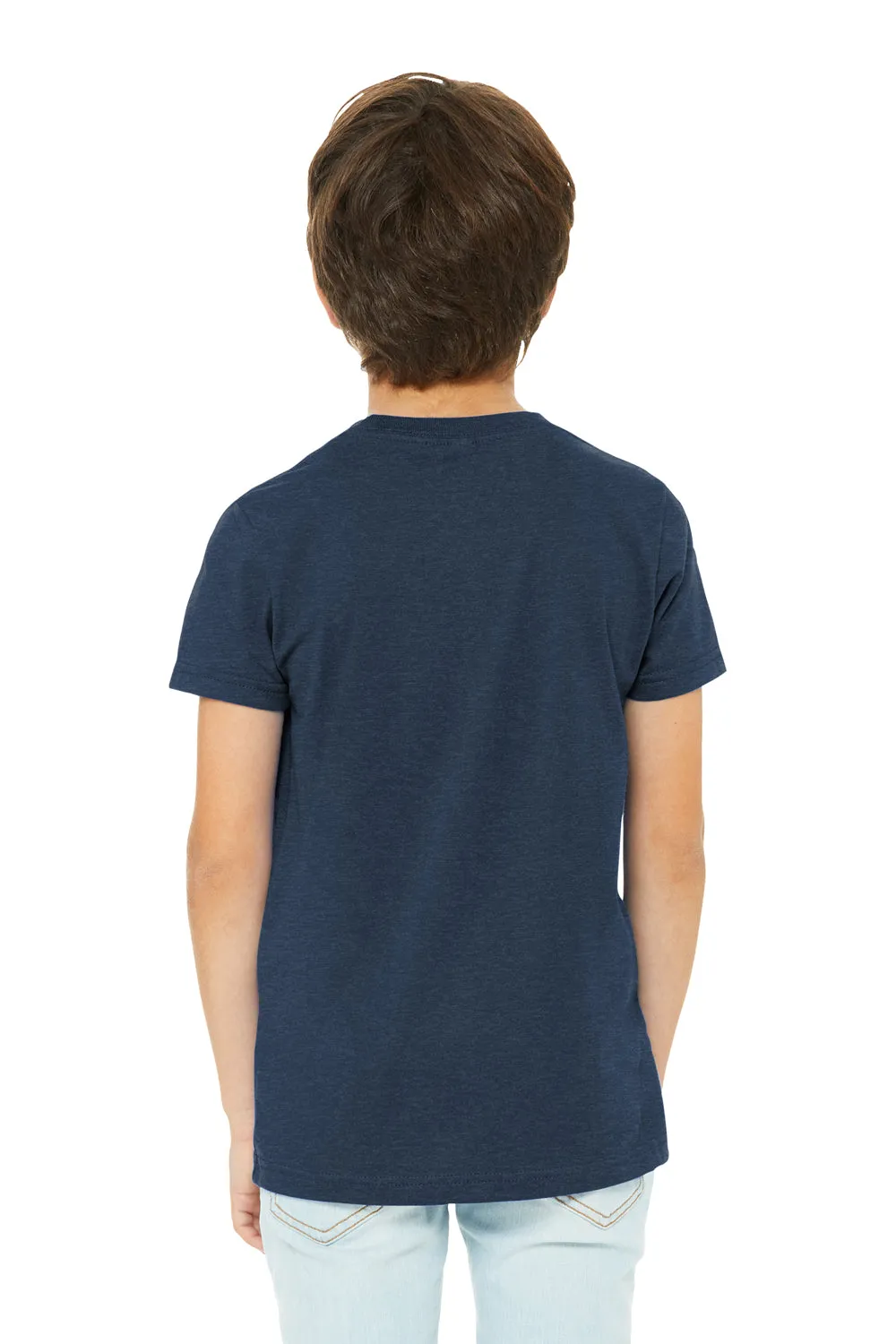 Bella   Canvas Jugend CVC Kurzarm Rundhals T-Shirt - Meliert Marineblau