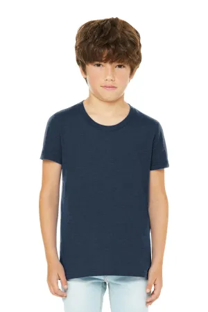 Bella   Canvas Jugend CVC Kurzarm Rundhals T-Shirt - Meliert Marineblau