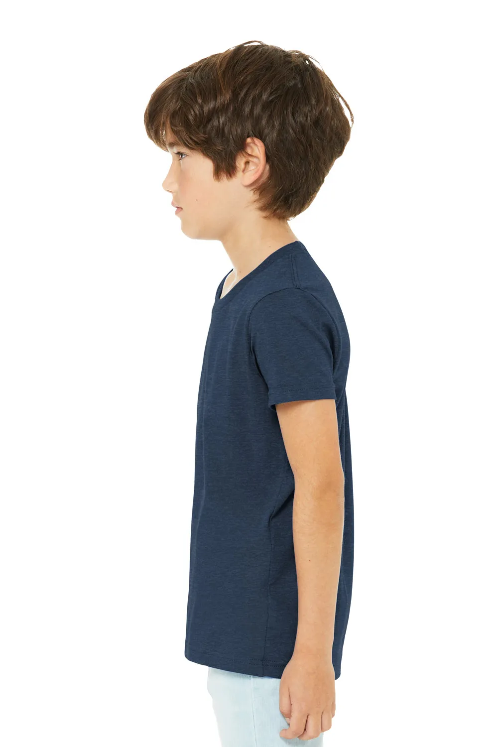 Bella   Canvas Jugend CVC Kurzarm Rundhals T-Shirt - Meliert Marineblau